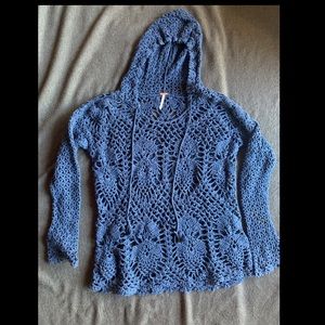 free people hooded crochet sweater